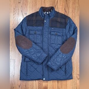 Cole Haan Signature Collection Quilted Blue Jacket Plaid Corduroy Medium Men
